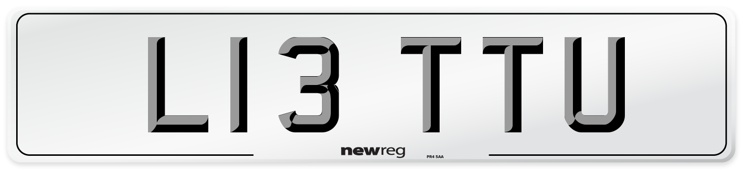 L13 TTU Number Plate from New Reg